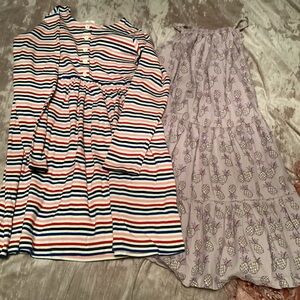 Hanna Andersson Multicolor Striped and Purple Pineapple Print Dresses sz 150